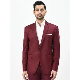 TrulyFeb Men Maroon Solid Slim-Fit Single-Breasted Formal Blazer-picture-40
