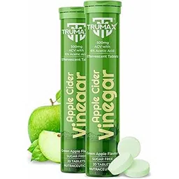 TRUMAX Apple Cider Vinegar Tablets for Weight Loss 500mg, Green Apple Flavor with Vitamin B6, B12 & Pomegranate Extract | 20 Effervescent Tablets | Support Digestion & Boost Metabolism (Pack of 2)-picture-26