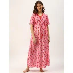 TRUNDZ Women Pink Printed Kaftan Nightdress-picture-36