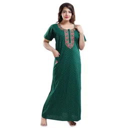 TRUNDZ Women Printed Round Neck Maxi Nightdress-picture-19
