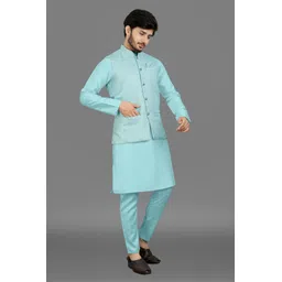 trust ous Men Art Silk Kurta Pyjama Ethnic Jacket Set-picture-33