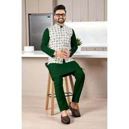 trust ous Men Cotton Blend Kurta Pyjama Ethnic Jacket Set-picture-24