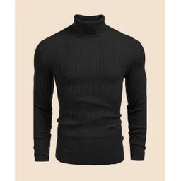 trust ous Men Solid High Neck Cotton Blend Black T-Shirt-picture-20