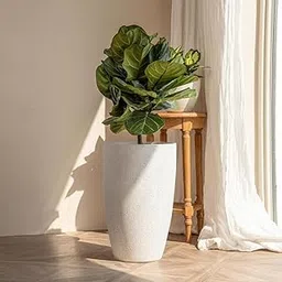 TrustBasket Blossom Pot 18 Inch White with Saucer Plate | Fiber Pots for Plants | Big Planters for Home Decor | Big Pot for Indoor Plants | Large Pots (Set of 2)-picture-22