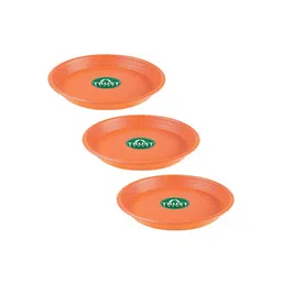TRUSTBASKET  3 Pcs Brown Brand Logo Detailing Planter Saucers-picture-20