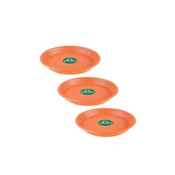 TRUSTBASKET 3 Pcs Brown Brand Logo Printed Planter Saucers-picture-26