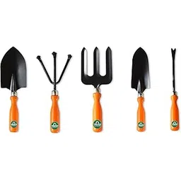TrustBasket Gardening Hand Tools Set - 5 Pcs (Cultivator, Big and Small Trowel, Weeder, Fork) | Gardening Tools for Home Garden | Durable Plant Tool Kit | Farming Tools-picture-12