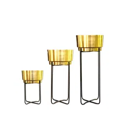 TRUSTBASKET Set Of 3 Gold-Toned Metal Planters-picture-25