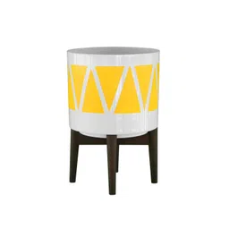 TRUSTBASKET White & Yellow Printed Planters With Stand-picture-31