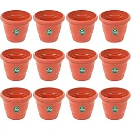 TrustBasket UV Treated Plastic Round Pot (12 Inches)-Terracotta Color-Set of 12 | Heavy Duty Highly Durable Plant Container Gamla for Indoor Home Decor & Outdoor Balcony Garden-picture-20