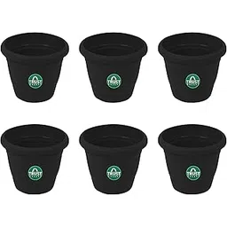 TrustBasket UV Treated Plastic Round Pot (6 Inches) -Black Color - Set of 6 | Heavy Duty Highly Durable Plant containerGamla for Indoor Home Decor & Outdoor Balcony Garden-picture-18