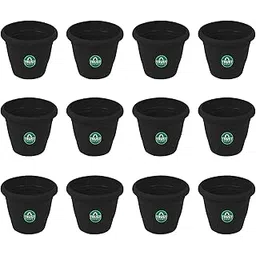 TrustBasket UV Treated Plastic Round Pot(6 Inches)-Black Color-Set of 12 | Heavy Duty Highly Durable Plant containerGamla for Indoor Home Decor & Outdoor Balcony Garden-picture-21