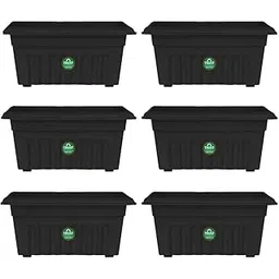 TrustBasket UV Treated Rectangular Plastic Planter (14 inches) - Black Color- Set of 6 | Heavy Duty Highly Durable Plant containerGamla for Indoor Home Decor & Outdoor Balcony Garden-picture-25
