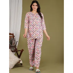 TRUVON FASHIONS Printed V Neck Tunic With Trouser Co-Ords-picture-13