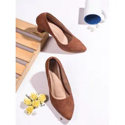 Try Me Embellished Suede Party Block Pumps with Bows-picture-34