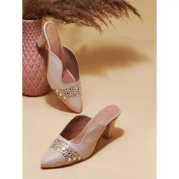 Try Me Pointed Toe Embellished Party Block Mules-picture-26
