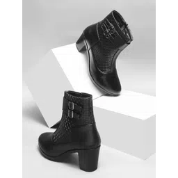 Try Me Women Textured Block-Heeled Regular Boots-picture-40