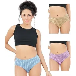 trylo Riza Gracie PR-20 Women's High Coverage Cotton Lycra Fabric,Hipster High Waist,Concealed Waistband Panties (Pack of 3 - Colours and Prints May Vary)-picture-11