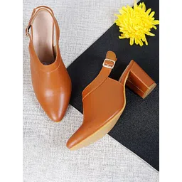 TRYME Women Solid Synthetic Leather Block Sandals with Bows-picture-23