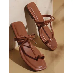 TRYME Women Woven Design One Toe Flats With Bow-picture-24