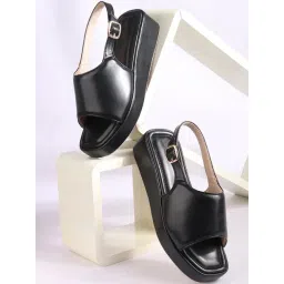 TRYME Women's Black Back Strap Sandals-picture-38