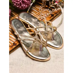 TRYME Women's Gold Cross Strap Sandals-picture-29