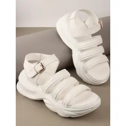 TRYME Women's White Ankle Strap Sandals-picture-34