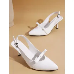 TRYME Women's White Back Strap Stilettos-picture-27