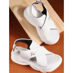 TRYME Women's White Cross Strap Sandals-picture-31