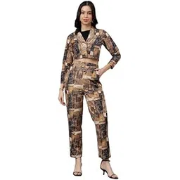trymisfit Women's Fashionable Two-Piece Co-Ord Set – Elegant Blazer Crop Top with Matching High-Waist Pants – Modern Printed Suit for Brunch, Outings & Semi-Formal Events-picture-22