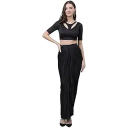 trymisfit Women's Modern Traditional Pre-Stitched Satin Saree with Modern Crop Top Blouse - Elegant Draped Sari for Parties and Special Occasions-picture-55