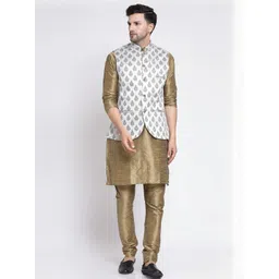 TS LIFESTYLE Men Floral Regular Dupion Silk Kurta with Churidar-picture-33