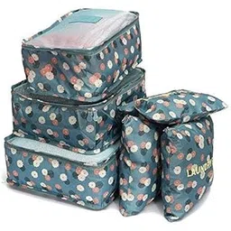 ts with techsun Travel Storage Organizer Pouch Clothes Packing Cubes Space Savers Bags Cosmetics/Underwear/Socks/Shoes Organizer Pouch (Pack of 6) (Blue Flower)-picture-20