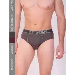 T.T. Men Pack Of 3 Desire Mid-Rise Combed Cotton Basic Briefs-image-25