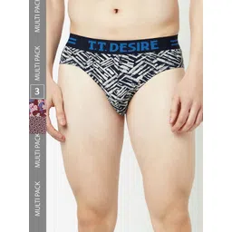 T.T. Men Pack Of 3 Desire Printed Pure Cotton Basic Briefs-image-31