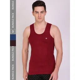 T.T. Men Pack Of 3 Titanic Pure Cotton Assorted Innerwear Vests- TIT_DYED_RN_PO3_BTM_80-image-38