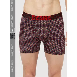 T.T. Mens Desire Printed Long Top Elastic Pure Cotton Trunk Pack of 2 Anthra::Maroon-image-48