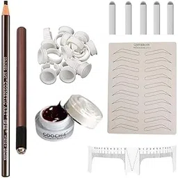 TTS Eyebrow Microblading Kit Eyebrow Tattoo Set With 5 Needles, Eyebrow Guie Ruler, Eyebrow Paste Pigment,ring cups, Practice Skin for Eyebrow Tattoo Permanent Makeup,-picture-40