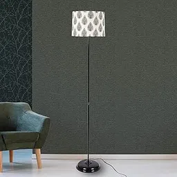 tu casa Floor Lamps Black Metal Base with Blue/Black Cotton (Tropical Print) Shades for Home Décor, Bedrooms, Living Room, Gifting, Diwali, Dining Space, Study Room, Restaurants (H-56.5")-picture-22