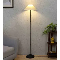 tu casa Off White Cotton Shade Club Floor Lamp Iron Base-picture-39
