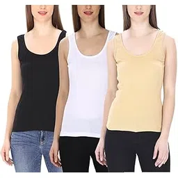 tubination Camisole Hosiery Stretchable Tank Top Camisole with Broad Strap Combo Pack (Black, White and Beige)-picture-13
