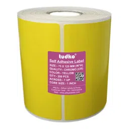 Tudko 75x125 mm 80 GSM 1 UP Self Adhesive Paper Label Yellow-image-4