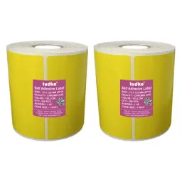 Tudko 75x125 mm 80 GSM 1 UP Self Adhesive Paper Label Yellow (Pack of 2 Pcs)-image-1