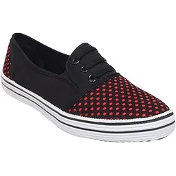 tuff laddies bellies in black color with red dotted print trendy shoe for women-picture-55