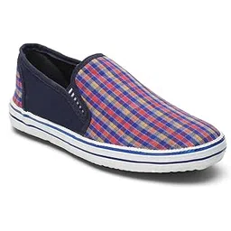 tuff Women's Canvas Slip-On Sneakers, Multicolor with Check Pattern Print, Casual Fashion Walking Shoes with Rubber Sole-picture-12