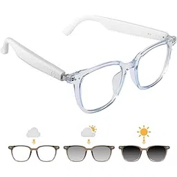 Tulbeys Smart Glasses for Women Men, Bluetooth Glasses with Photochromic Lens Touch Control Voice Assistant for Clear Audio, Open-Ear Design, Ideal for Indoor and Outdoor - Blue Frame and White Legs-picture-15