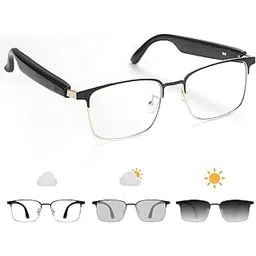 tulbeys Smart Glasses with Open Ear, Photochromic Lenses, Polarized Sunglasses Bluetooth, Voice Assistant, Mic Speakers for Men Women Bluetooth Glasses, Hands-Free Listening Voice Control(Gold)-picture-18