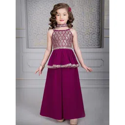 Tulsi Creation Girls Embroidered Empire Sequinned Kurta with Palazzos & Dupatta-picture-30