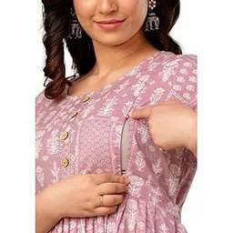 tulsiram cottons Maternity Feeding Kurtis for Women Cotton – Zip Access Nursing Dress | Comfortable Pregnancy Wear | Stylish Feeding Kurti | Soft Cotton Maternity Dresses for Womens-picture-18