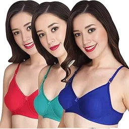 tulzott Women Everyday Padded Bra (Pack of 3) - Made of Pure Cotton Full Coverage Non Wired Pushup Soft Cup for T-Shirt Saree Dress Sports Garment for Daily Use Everyday-picture-12